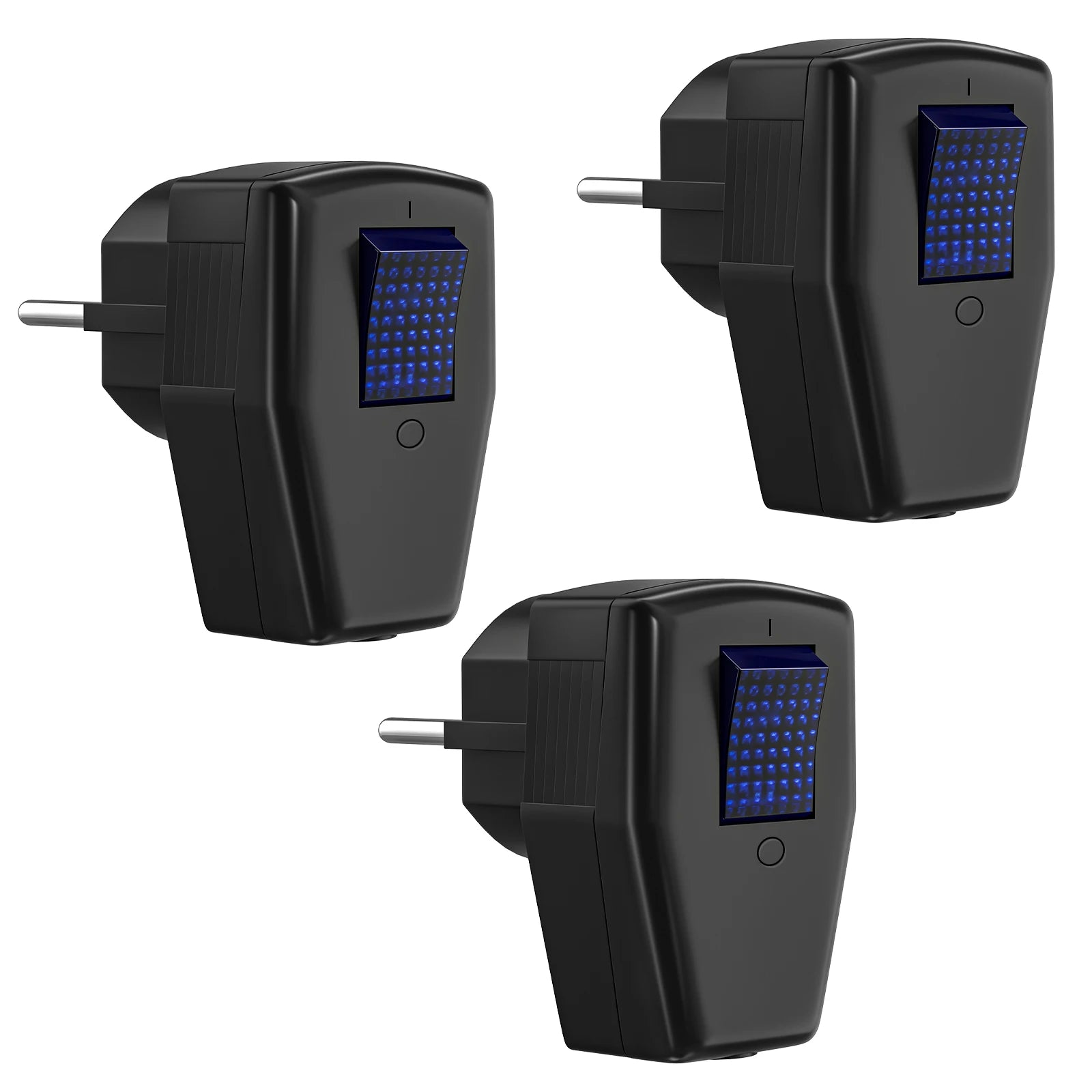 3-Pack EU Schuko Rewirable Power Plug with On/Off Switch - 250V 16A - 1