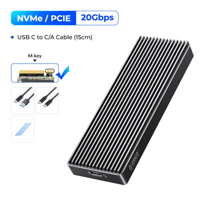 ORICO M.2 NVMe SATA SSD Enclosure - 10Gbps Portable External Drive Case