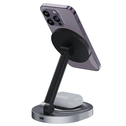 2-in-1 Foldable Magnetic Wireless Charging Station for iPhone & Apple Watch