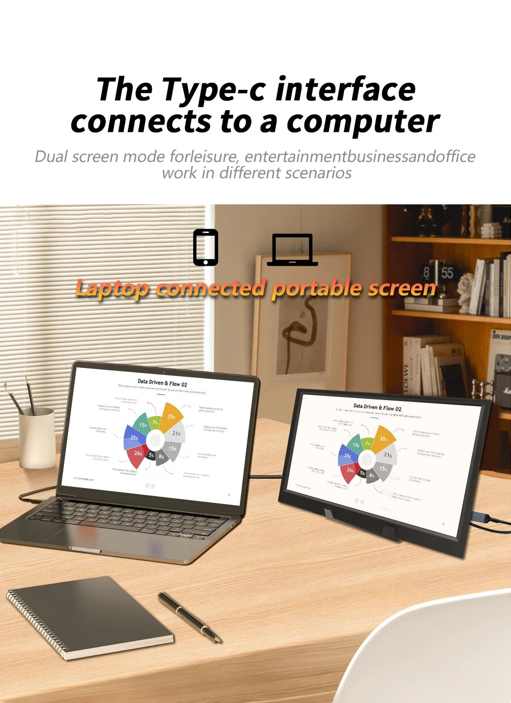 11.6" Portable Gaming Monitor – HD Laptop Display with Type-C & Speakers