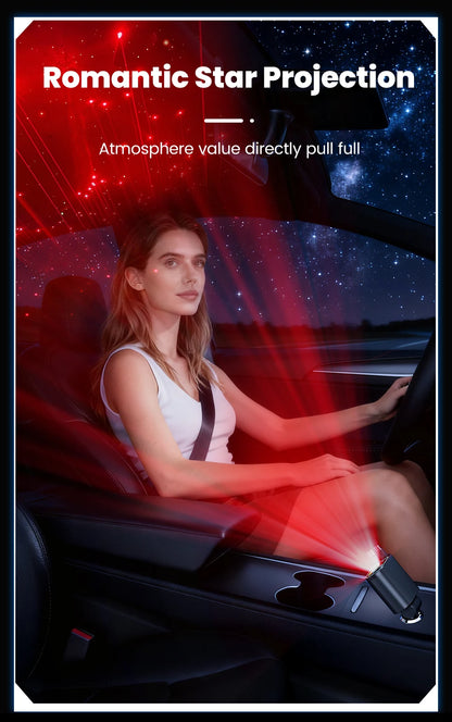 4-in-1 Retractable 100W Fast Car Charger with LED Starlight & Display