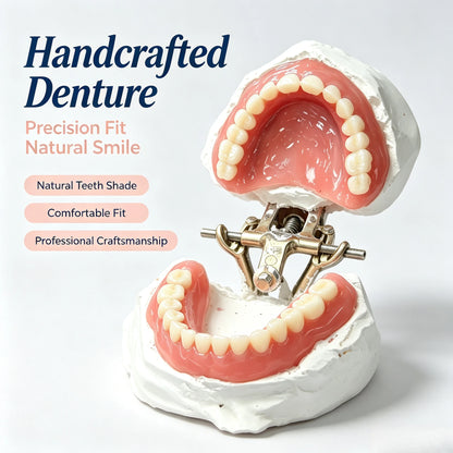 Natural Feel Silicone Denture Set - Comfortable Fit Upper & Lower False Teeth