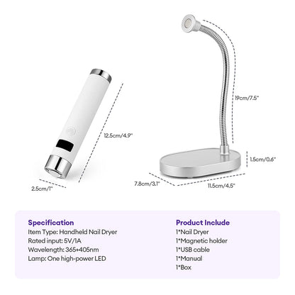 2-in-1 Auto-Sensing UV LED Nail Lamp & Handheld Dryer