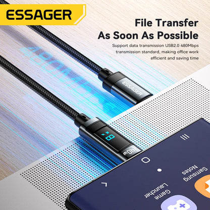 Essager 240W USB-C to USB-C Fast Charging Cable with LED Power Display