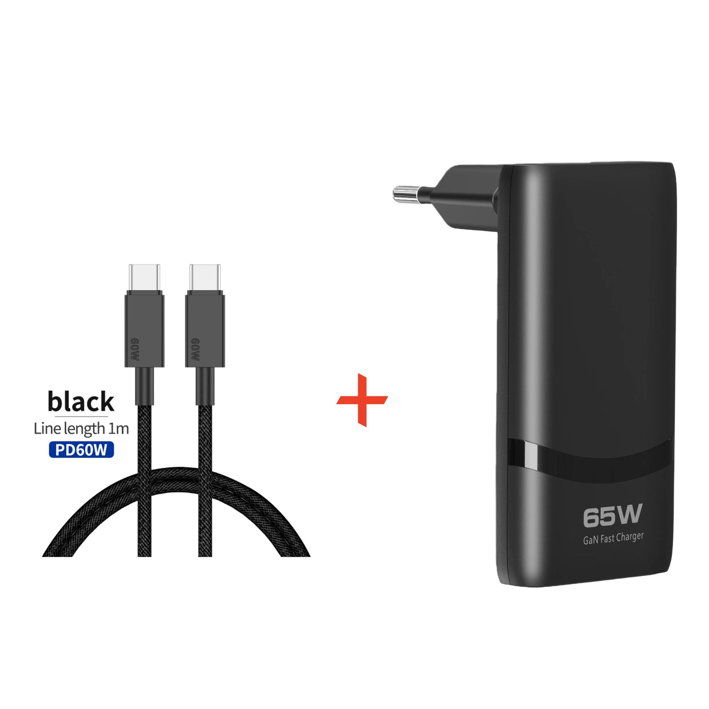 65W Ultra-Slim GaN Dual USB-C Fast Wall Charger for Laptop & Mobile