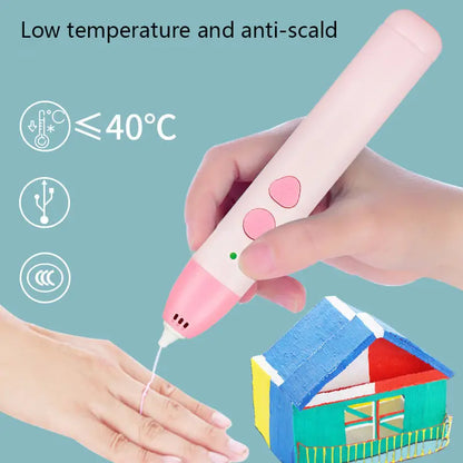 Kid's Safe Low Temperature 3D Printing Drawing Pen for Creative Arts & Crafts