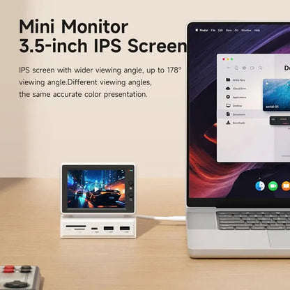 3.5" IPS Mini PC Data Monitor & USB-C Docking Station for Laptop