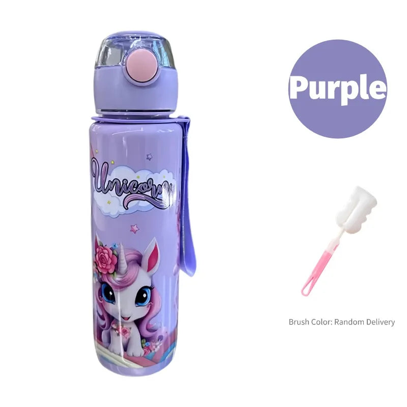 700ml Cartoon Straw Water Bottle – Leak-Proof Portable Kids Sports Cup