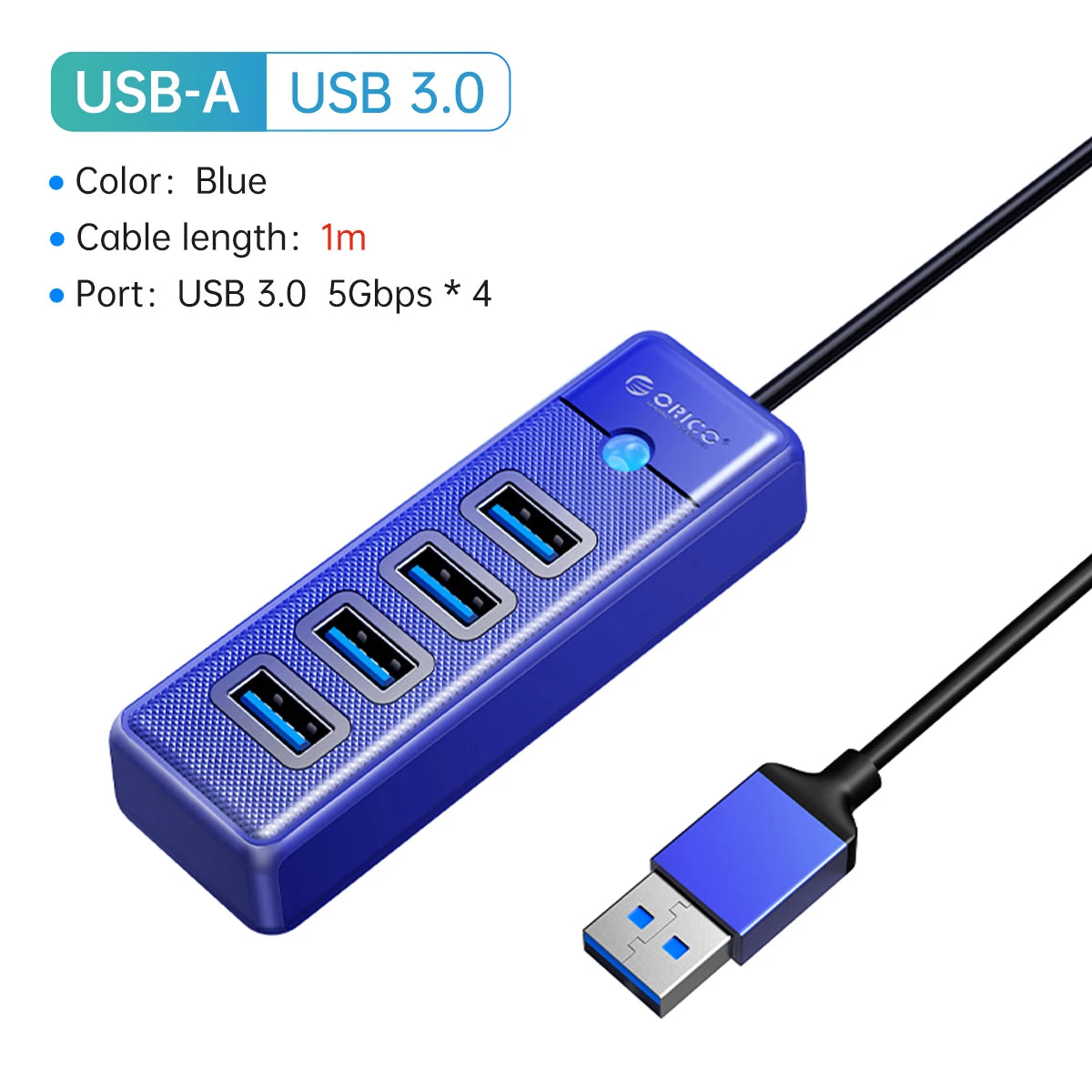 4-Port USB 3.0 Hub High-Speed Data Splitter for PC Laptop Desktop - 26