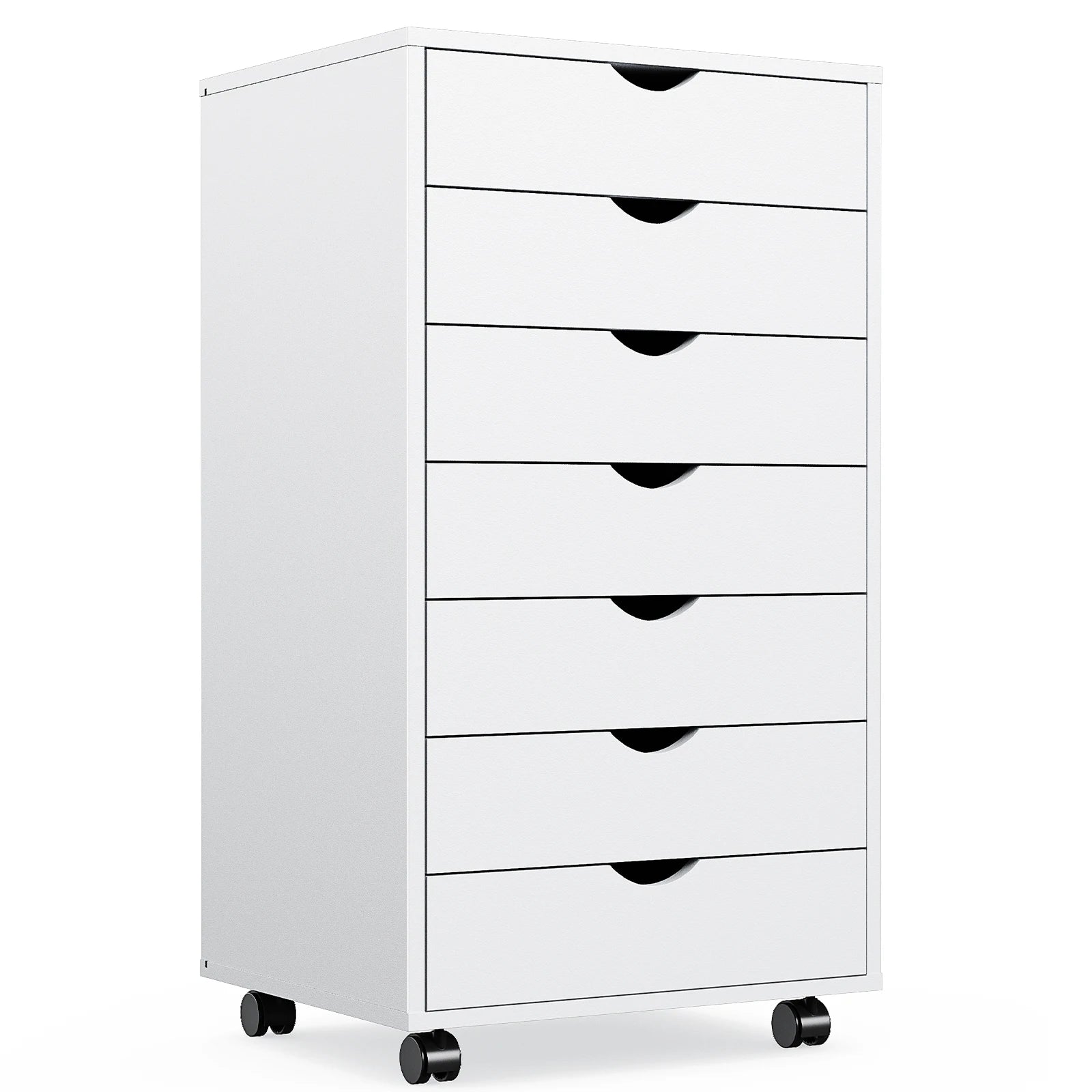 7-Drawer Rolling Storage Dresser - Mobile Wood Cabinet for Office & Bedroom - 10
