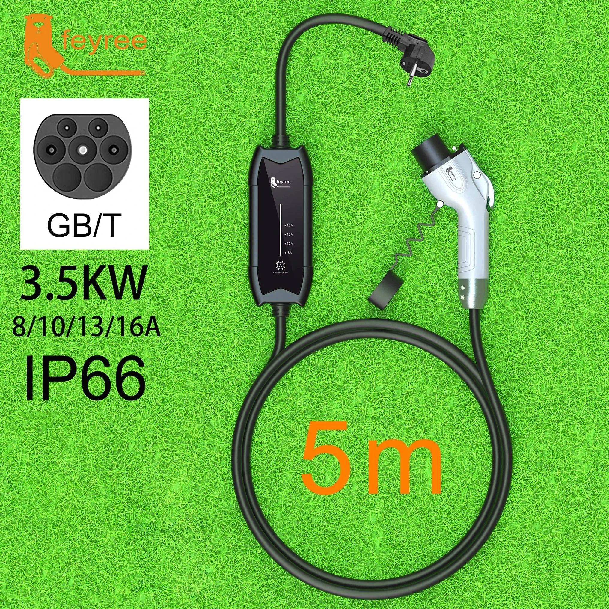 Feyree Portable EV Charger Type 2/1 3.5KW Adjustable Electric Car Charger - 24