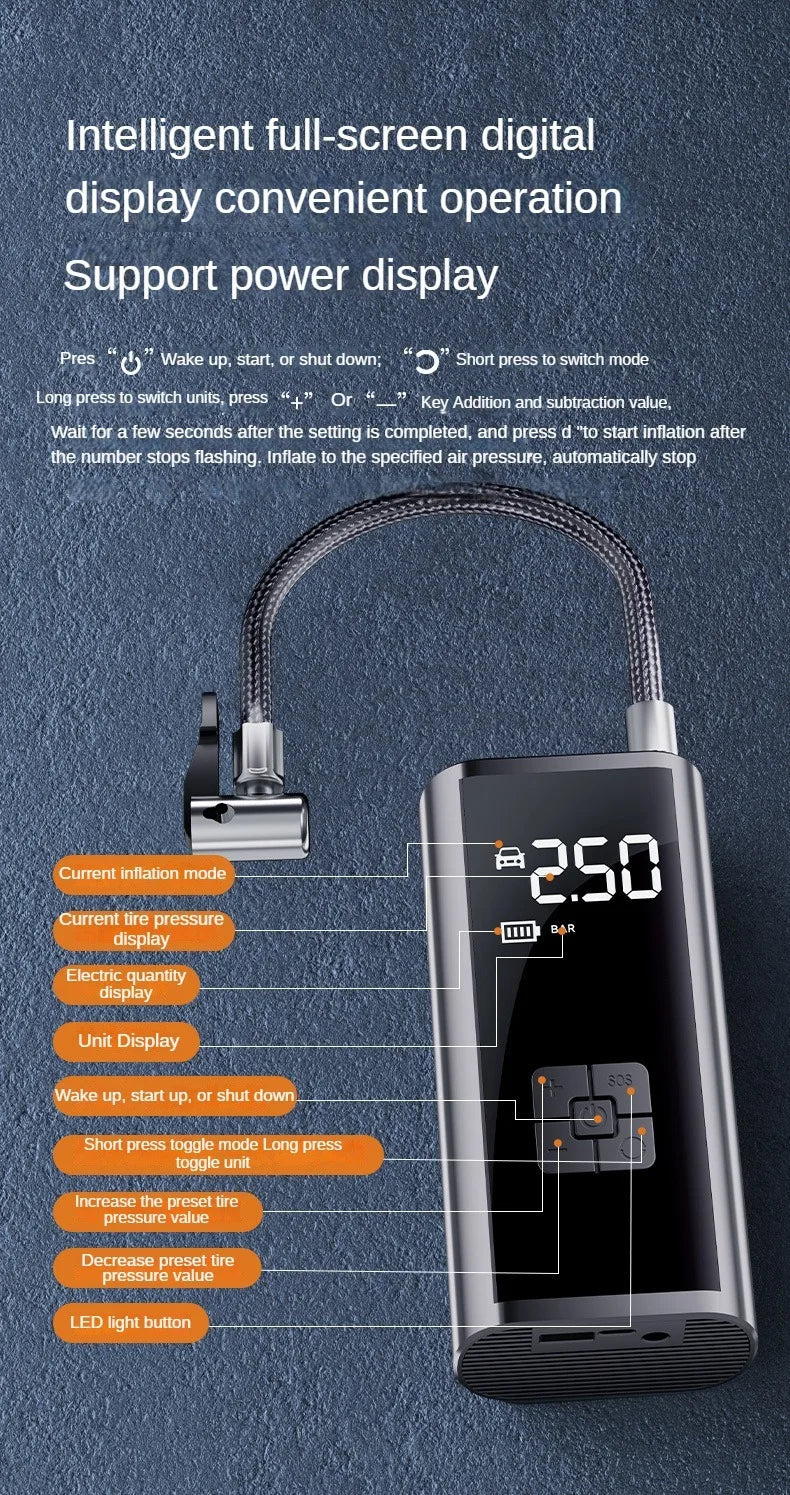 150PSI Portable Tire Inflator & Air Pump