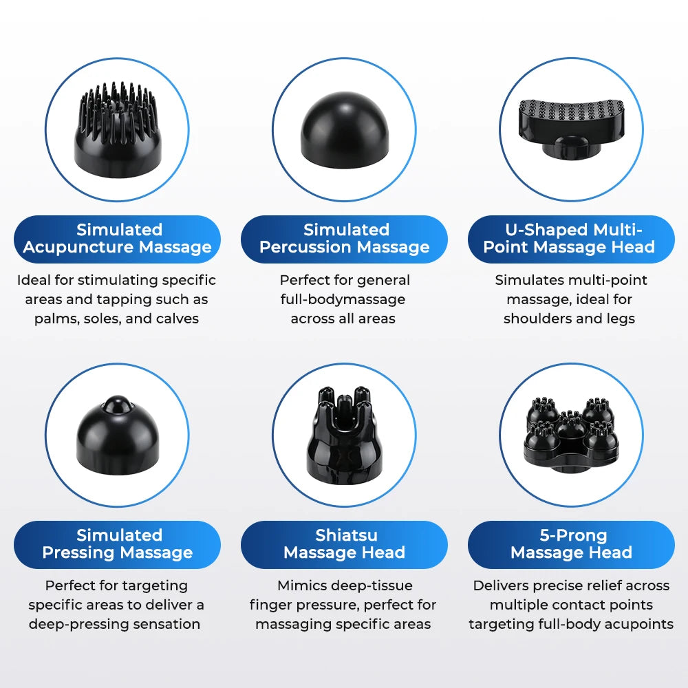 Electric Dolphin Percussion Body Massager with 6 Interchangeable Heads - 5