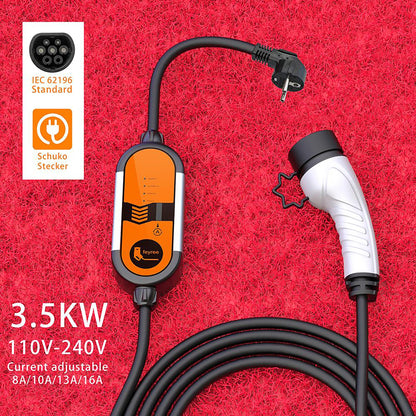 Portable EV Charger Type 1 & 2 - 3.5kW Adjustable Electric Car Charger