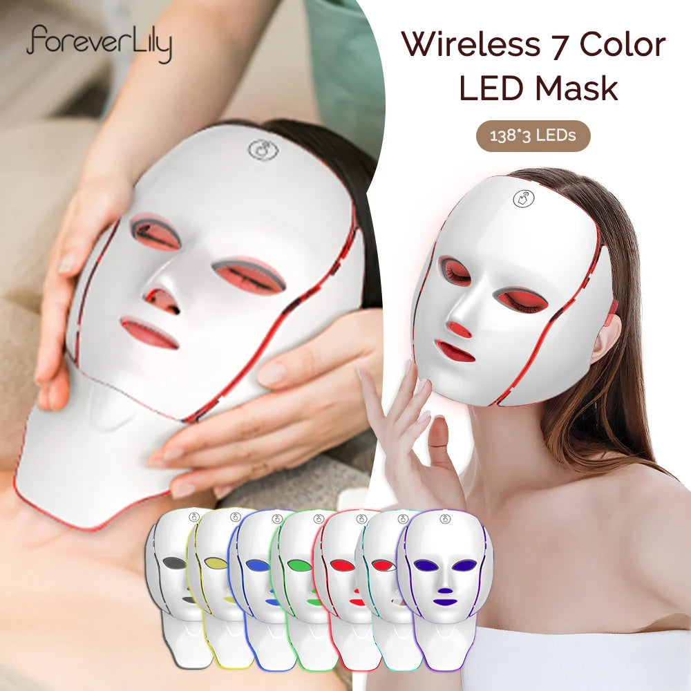 Wireless 7-Color LED Light Therapy Face & Neck Mask - 1