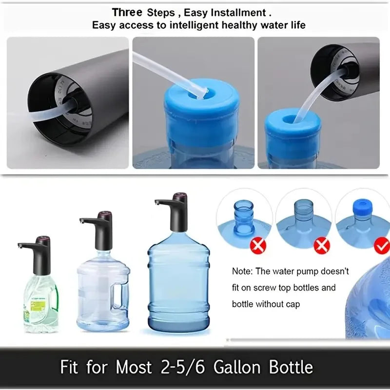 Electric 5 Gallon Water Dispenser Pump - USB Rechargeable Automatic Water Bottle Pump - 15