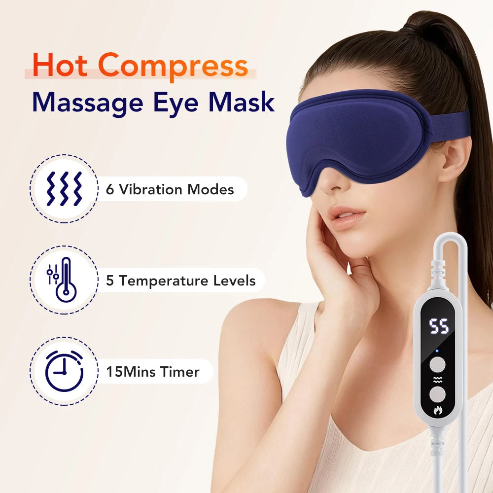Electric Heated Eye Mask with Vibration Massage for Dry Eyes & Strain Relief