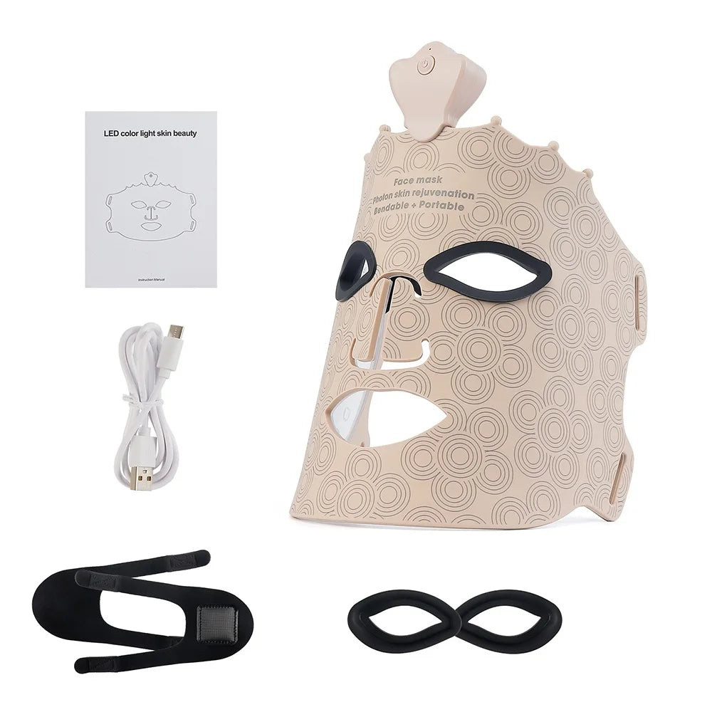 Wireless 7-Color LED Light Therapy Silicone Face Mask for Skin Care - 31