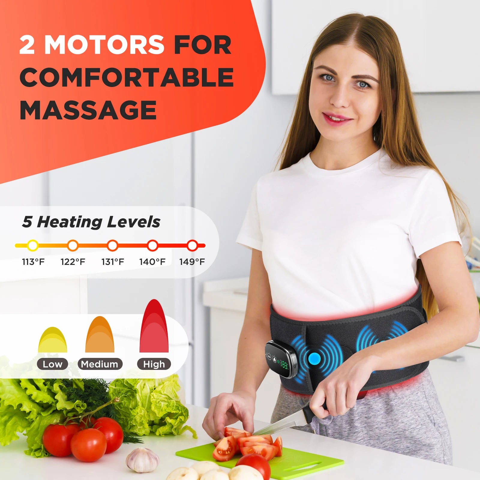 Cordless Lower Back Heating & Vibration Massager Belt with Lumbar Support - 9