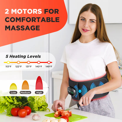Cordless Lower Back Heating & Vibration Massager Belt with Lumbar Support