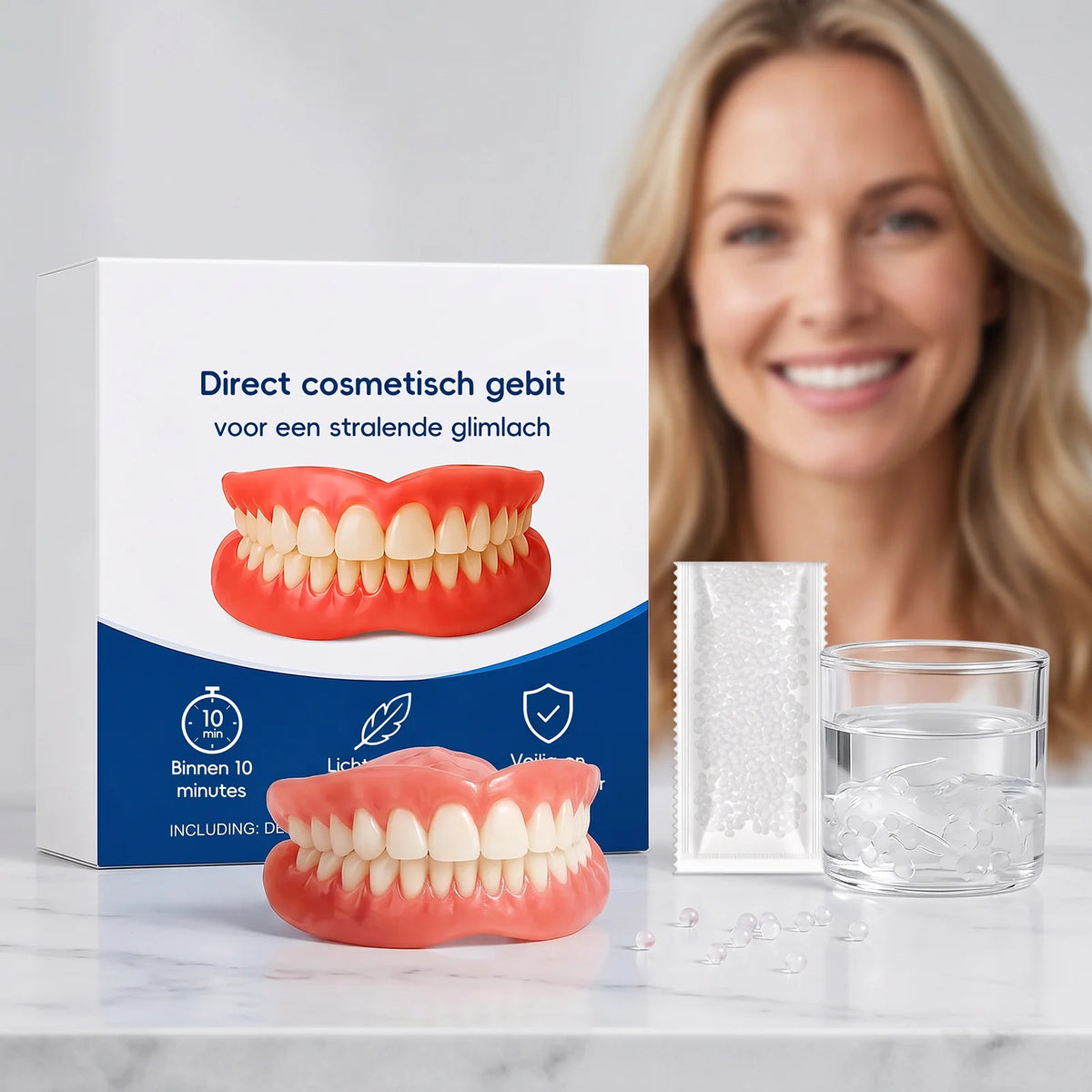 Comfort Fit Cosmetic Smile Veneers - Upper & Lower Realistic Dental Teeth Set
