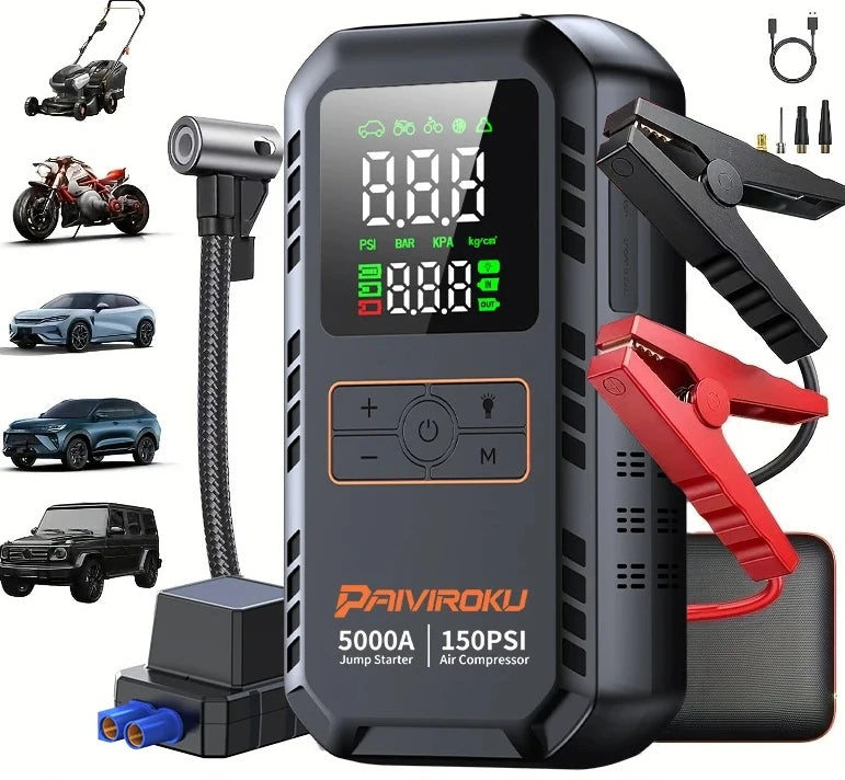 4-in-1 Portable Car Jump Starter with Tire Inflator & 150PSI Air Compressor - 23