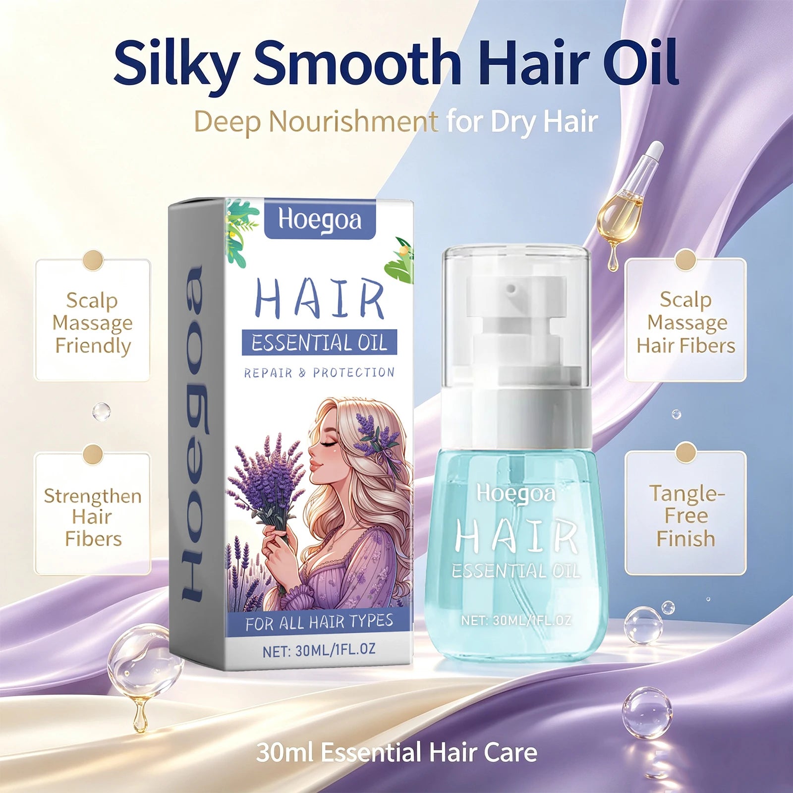 Lavender Hair Essential Oil - Repairing Anti-Frizz & Nourishing Scalp Treatment - 4