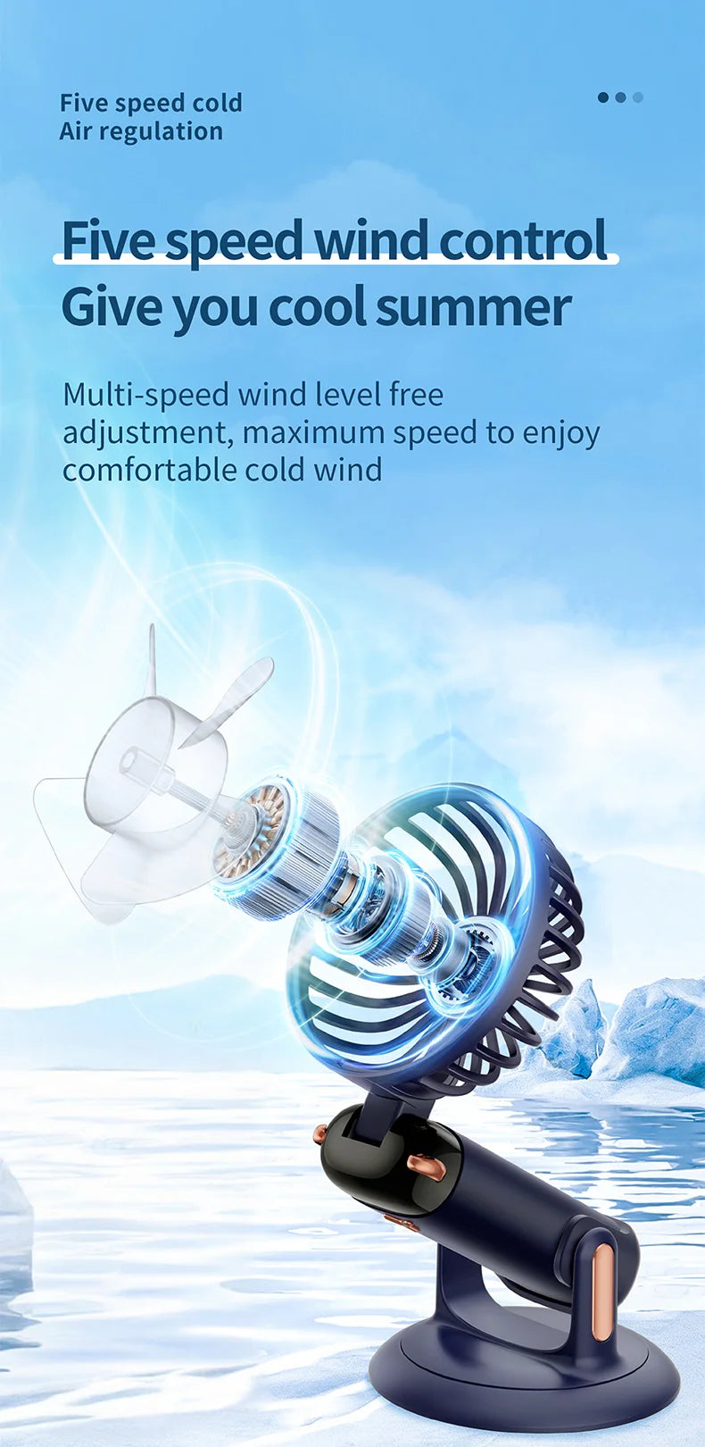 Portable 5-Speed Handheld & Neck Fan with Phone Stand & LED Display - 38