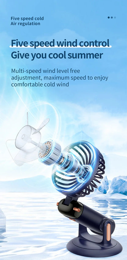 Portable 5-Speed Handheld & Neck Fan with Phone Stand & LED Display