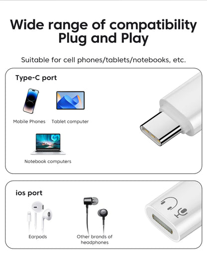 Lightning to USB-C Adapter - High-Speed Audio & Data Converter