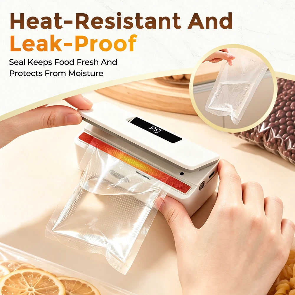 Portable Rechargeable Mini Bag Sealer with Built-in Cutter and 8 Heat Levels