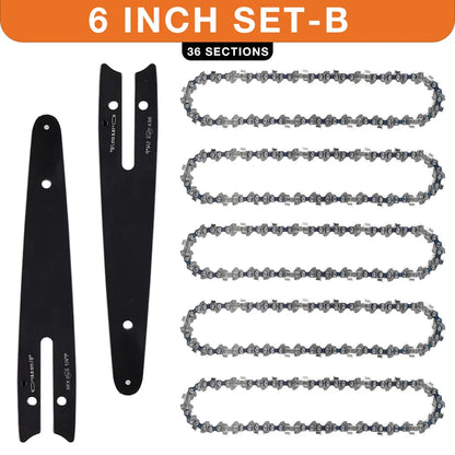 4 & 6-Inch Replacement Chains and Guide Bar Set for Mini Cordless Chainsaws