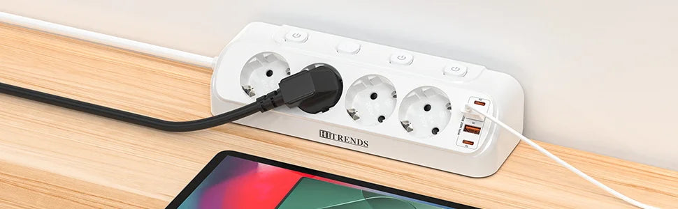 Desktop Power Strip with USB-C Fast Charging & 4 Individual Switches - 15
