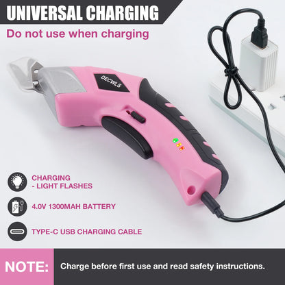 Cordless Electric Scissors for Fabric, Leather & Cardboard - Rechargeable Craft Cutter