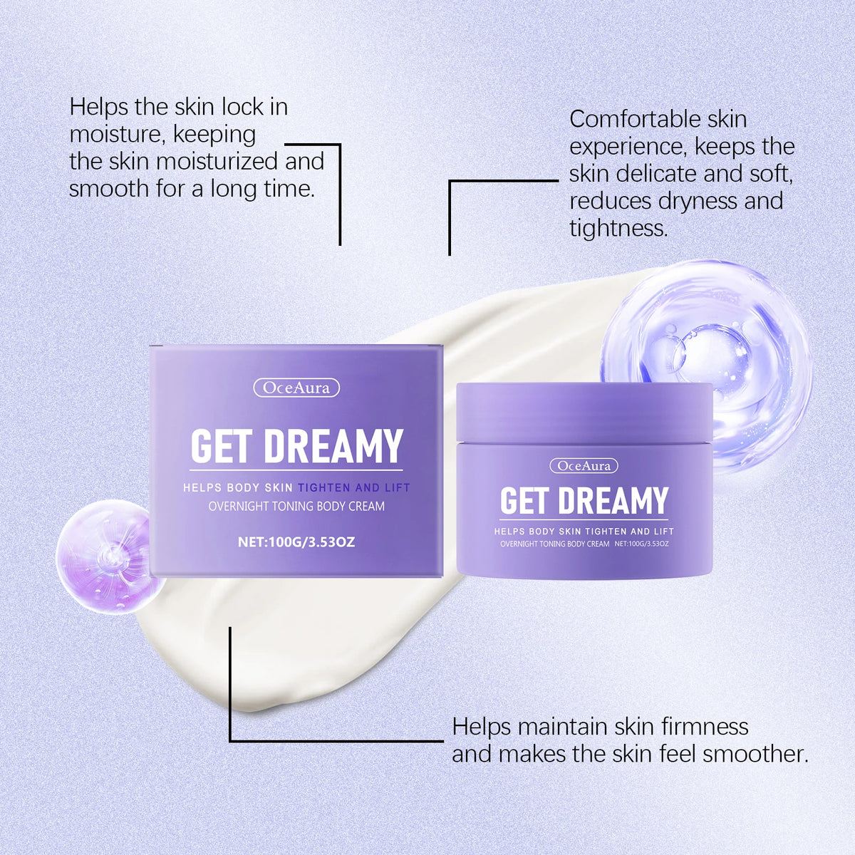 OceAura Get Dreamy Firming Body Cream - Skin Tightening & Collagen Lotion