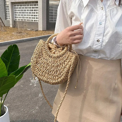 Luxury Half-Moon Straw Bag