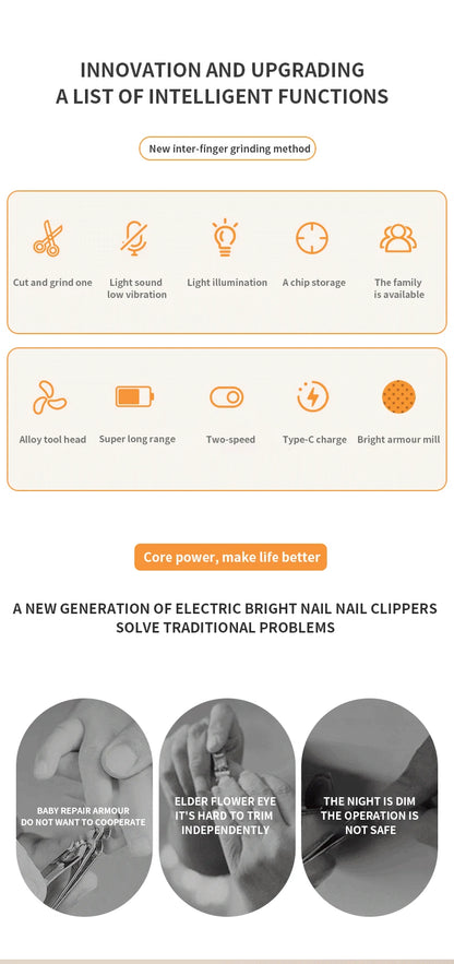 3-in-1 Electric Baby Nail Clipper & Safe Automatic Trimmer