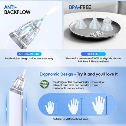 Electric Baby Nasal Aspirator - Safe & Gentle Automatic Nose Cleaner