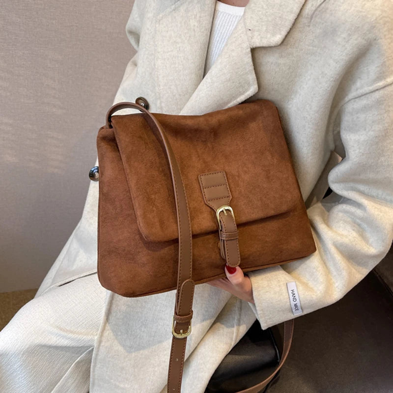 Luxury Vintage Suede Hobo Bag
