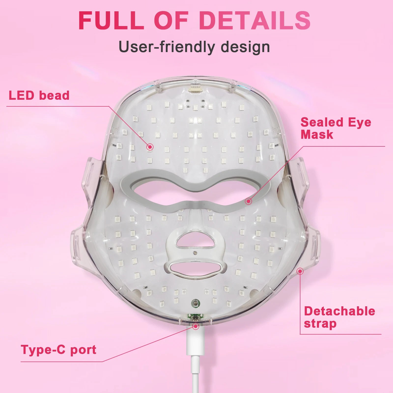 7-Color LED Photon Therapy Facial Mask - Cordless Skin Rejuvenation Device - 13