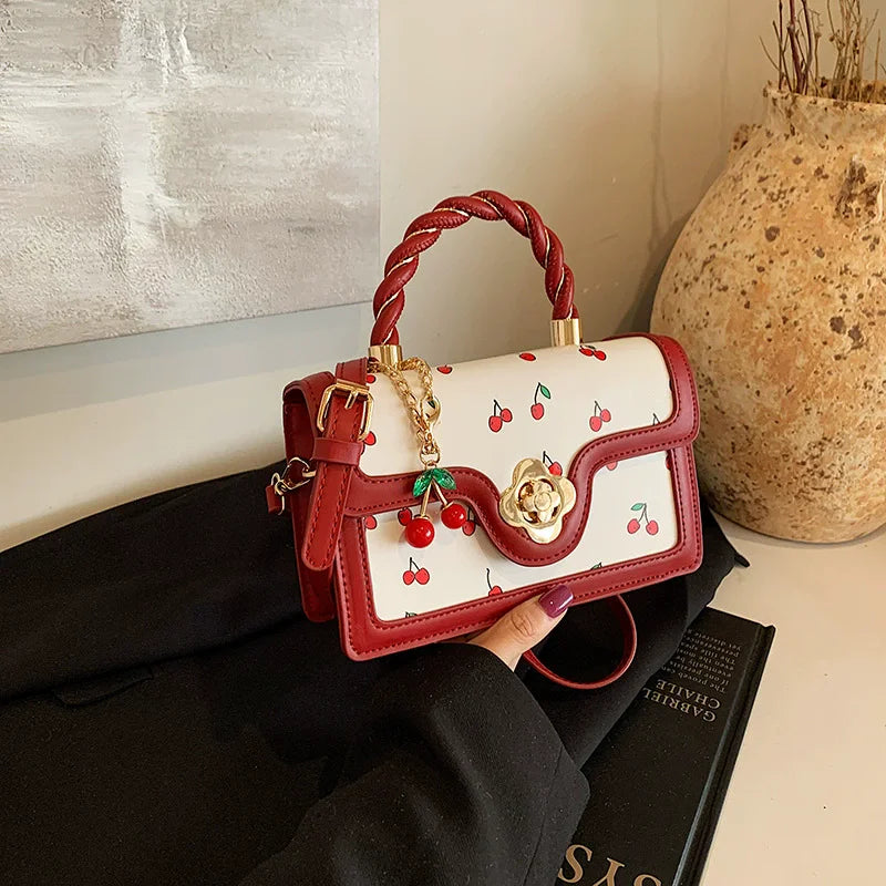 Luxury Cherry Print Crossbody Bag