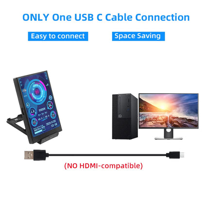 3.5" IPS PC Hardware Monitor - Real-Time CPU GPU RAM Temperature Display