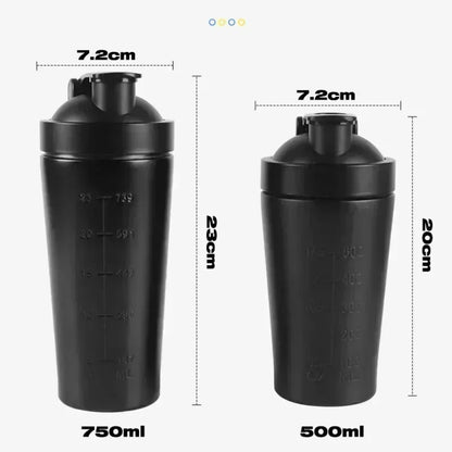 Stainless Steel Sports Protein Shaker Bottle - 500ml & 750ml Leakproof