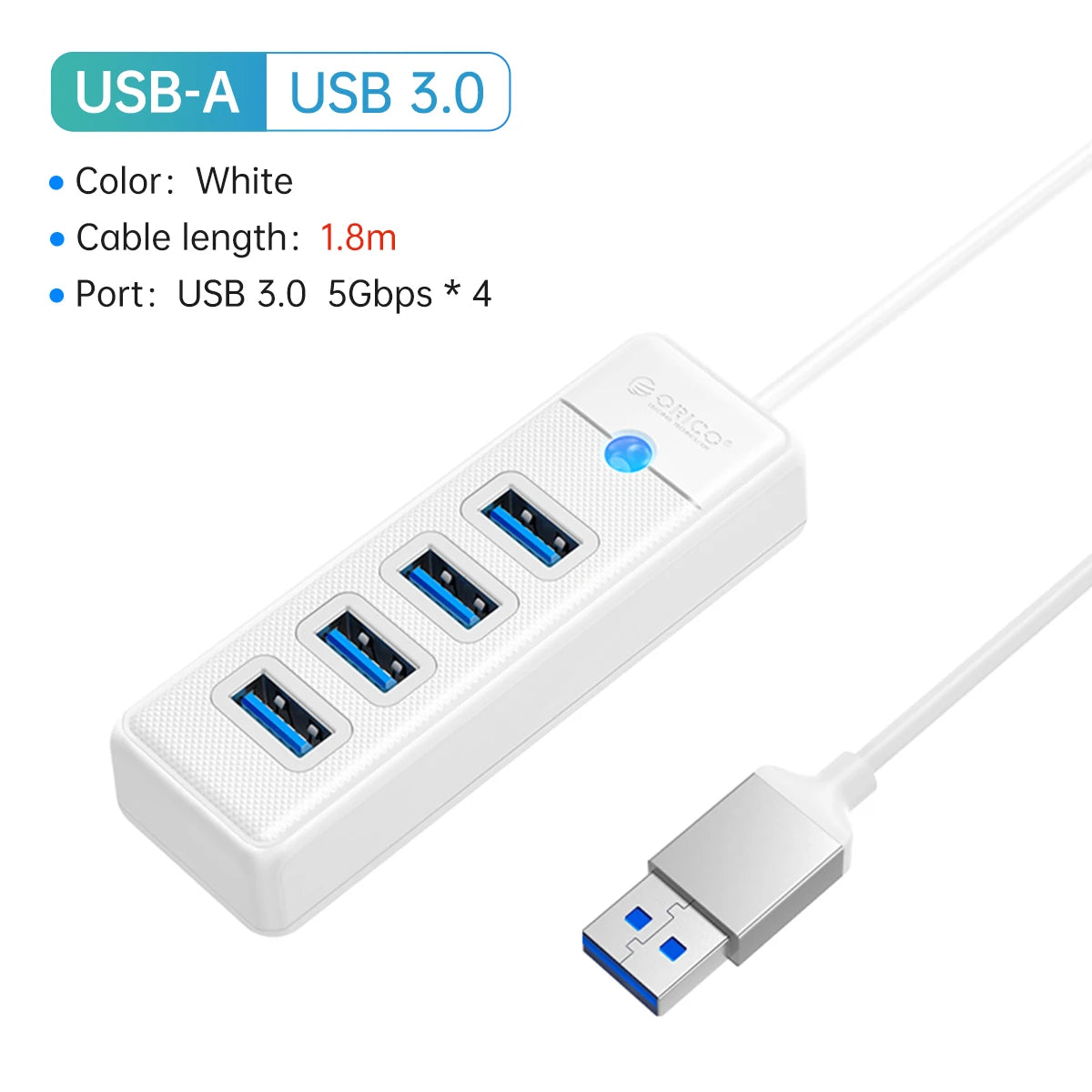 4-Port USB 3.0 Hub High-Speed Data Splitter for PC Laptop Desktop - 27