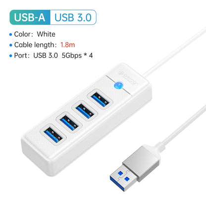 4-Port USB 3.0 Hub High-Speed Data Splitter for PC Laptop Desktop