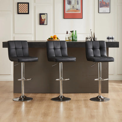 Set of 2 PU Leather Bar Stools - Comfortable Kitchen Counter Height Chairs