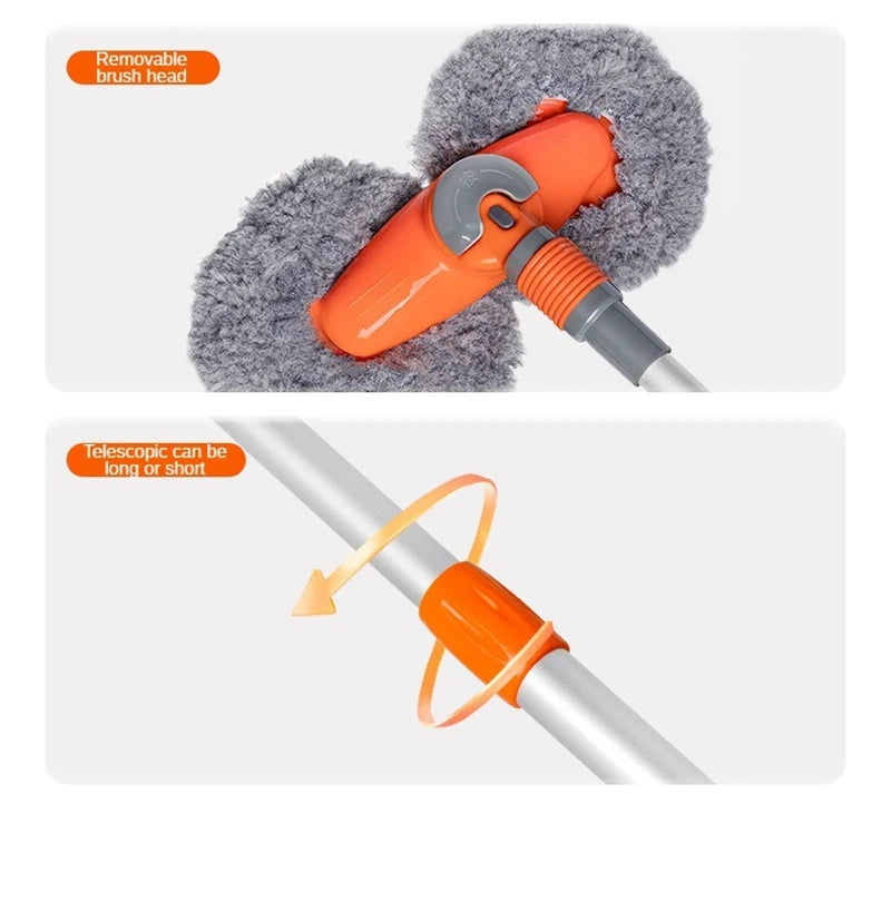 Dual Head Telescopic Car Wash Mop - Microfiber Cleaning Brush