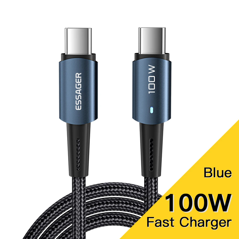 100W USB-C Fast Charging Cable - PD QC 4.0 Data Sync Cord for Laptop & Phone - 29