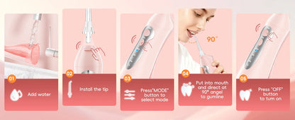 Rechargeable Portable Water Flosser with 6 Tips & 300ml Tank for Oral Care
