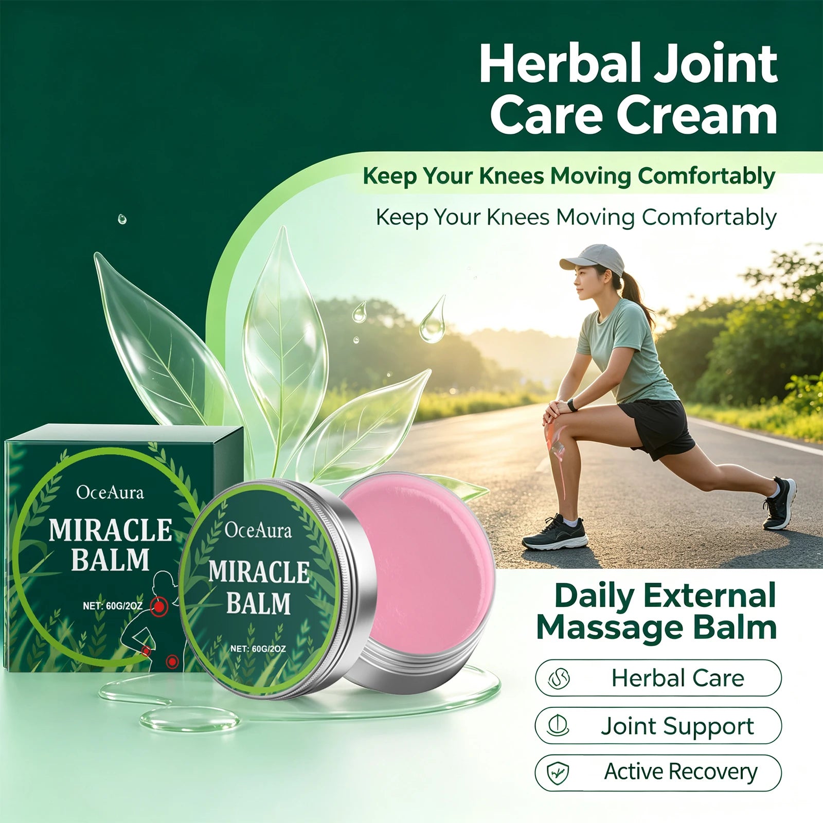 Herbal Joint & Muscle Massage Balm - Soothing Relief Cream for Neck, Back & Knees - 6